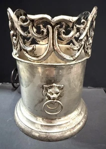 Portabotellas de vino cabeza de león placa de plata International Silver Co 1991 de colección - Imagen 1 de 18