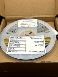 24V COB LED Strip Light 480LED/M 16.4' Dimmable 3000K Warm White RF Mini Control - Picture 1 of 7