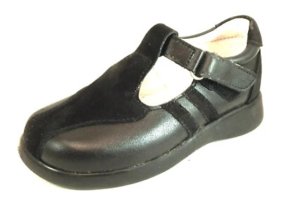DE OSU -Spain -Girls Black Leather T-Strap Dress School Shoes -European -Size 8 - Image 1 of 4