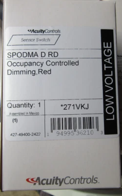 Acuity Controls SPODMA D RD Occupancy Controlled Dimming Red 271VKJ New in Box