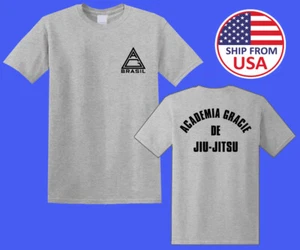 Academy Gracie Jiu Jitsu Brasil Martial Arts Men's Grey Size S-5XL - Bild 1 von 1