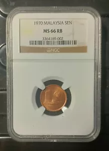 MALAYSIA  1970 1 CENT COIN NGC  MS66RB. - Picture 1 of 4