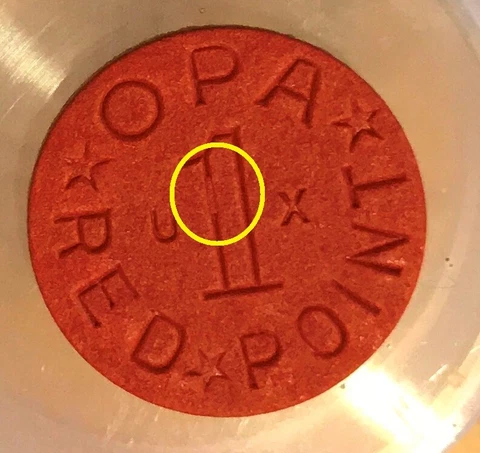 OPA VERY ODD CUD DIE CHIP BREAK ERROR  RED RATION TOKEN WWII BU NEW   OPAC Cover