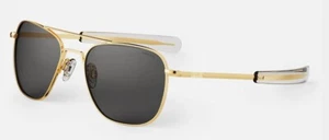 RANDOLPH AF058 55MM GOLD AMERICAN GRAY POLARIZED SUNGLASSES / SUNGLASSES - Picture 1 of 5