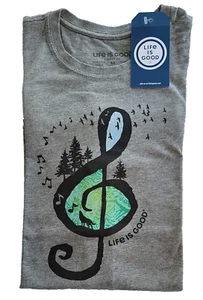 Life Is Good SS Shirt Crusher Tee G CLEFSCAPE Clef Music Forest Chest43in Mens M - Picture 1 of 7