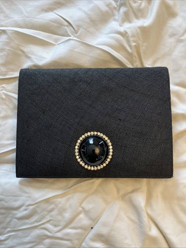 BORSA DA SERA vintage VALENTINO notte NERA in rafia autentica alta moda