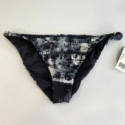 Parte inferior de bikini reversible negra tie dye de Lucky Brand con cuentas pequeña Foto 1 de 4