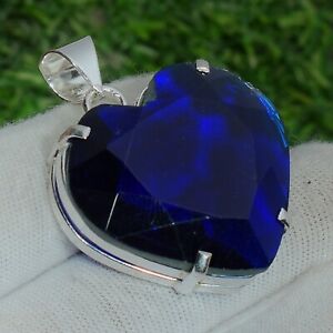 Pendentif cœur coupe-cœur pierre précieuse bleue tanzanite 925 bijoux faits à la main