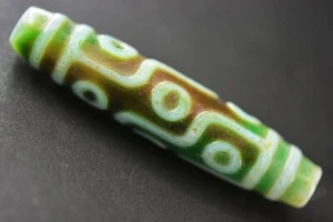 Colgante Budismo Tibetano Natural Verde Ágata Antigua Dzi Tallado 9 Ojos Cuentas 57mm - Imagen 1 de 8