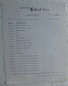 circa 1975 Boston Red Sox Equipment Issue Form (not used, but numbered) - Picture 1 of 1