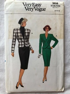 Vintage 1986 Vogue 9658 UNCUT Misses Size 8, 10, 12 Jacket & Skirt Pattern - Picture 1 of 3