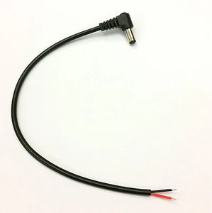 MALE 5.5mm x 2.5mm RIGHT ANGLE 90° DC Plug Cord Bare Tinned Ends DIY REPAIR - Picture 1 of 9