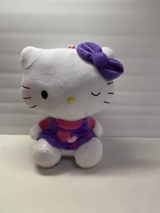 Hello Kitty Plush Toy Stuffed Wink Purple Bow Dress Pink Hearts Clean - Picture 1 of 9