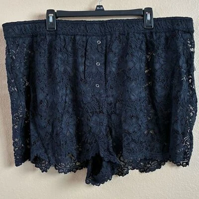 Nuevos calzoncillos boxer Anthropologie talla grande 2X negros de encaje transparente Foto 1 de 4