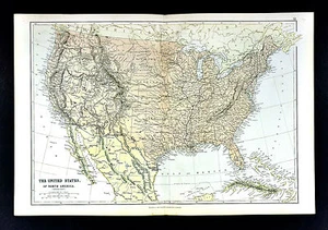 1883 Blackie Map United States of America Indian Territory Oklahoma Dakota Texas - Picture 1 of 4