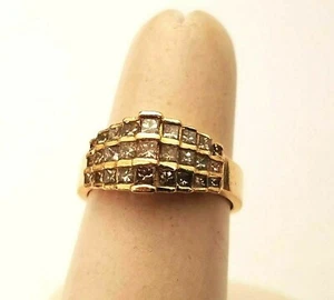 Vintage 14k Yellow Gold  2.7cttw Diamond Accent Cluster Ring Size 7.0 - Picture 1 of 12
