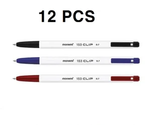 Monami 153 CLIP 0.7mm Ball point pen 12 Pcs(1 Dozen) Black / Blue / Red - Picture 1 of 1