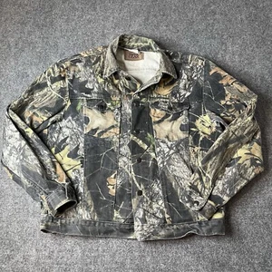 Vtg Wrangler Outdoor Camo Camouflage Denim   Jean Jacket Mens L Hunting Coat - Picture 1 of 7