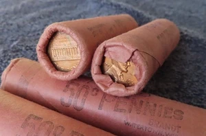 1960-D **Original Bank Wrapped** Uncirculated Lincoln Cent Roll - OBW Penny's - Picture 1 of 7