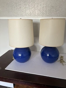 1996 THE LAND OF NOD Cobalt Blue Gum Ball Lamps Crate & Barrel - Picture 1 of 11