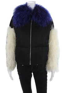 Adrienne Landau Unisex Black Puffer Jacket Nylon Zip Collar Long Sleeve Size S - Picture 1 of 6