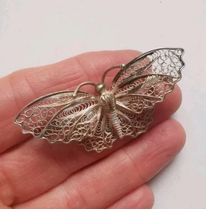 Spilla falena filigrana argento 830 vintage R2M - Foto 1 di 3