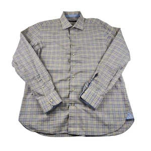 Hammer Made Hemd Herren 17 blau hellbraun kariert Button Down Langarm Kleid Kragen - Bild 1 von 9