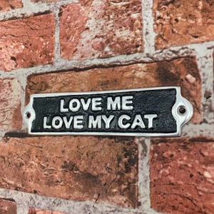 Love My Cat Aluminium Gusseisen Türschild Humorvoll Geschenk Wanddeko Schild 20cm - Bild 1 von 2