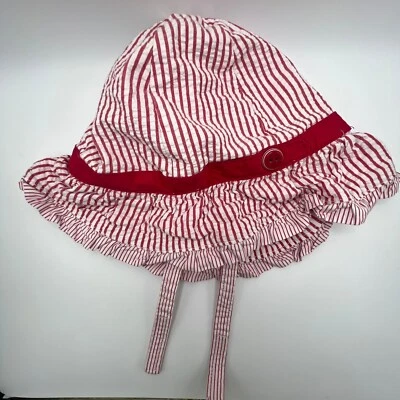 Sombrero para el sol Gymboree vintage 18-24M rojo blanco a rayas con volantes correa para la barbilla niña niño pequeño Foto 1 de 4
