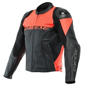 Dainese Racing 4 Perf. Lederjacke Schwarz/Neon-Rot 54 Sport Motorrad Jacke NEU++ - Picture 1 of 8
