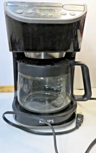 Krups KM61 12 Cup Filtered Programmable Black Silver Coffee Maker Tested Works - Picture 1 of 12