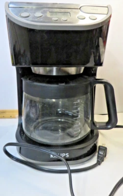 Krups KM61 12 Cup Filtered Programmable Black Silver Coffee Maker Tested Works - Image 1 of 4