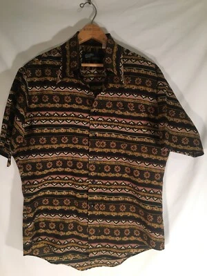 Camisa discoteca abstracta de poliéster grande campus años 70 de colección alfombra persa estampado tribal Foto 1 de 4