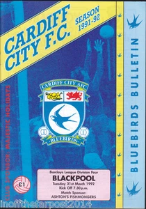 Cardiff City V Blackpool 1991/92 31-03-1992 División 4 - Imagen 1 de 1