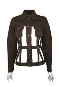 VTG JEAN PAUL GAULTIER Brown Denim Cage Blazer Jacket, SS89, IT 40 / US 4 - Picture 1 of 6