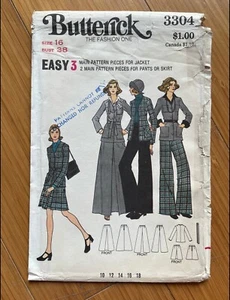 UNCUT 1970's Butterick Pattern 3304. Size 16, Bust 38 - Picture 1 of 3