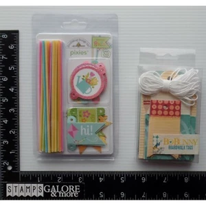 BO BUNNY BOARDWALK TAGS DOODLEBUG PIXIES HIPPITY HOPPITY EASTER FLAGS STRAW #T02 - Picture 1 of 2
