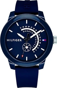 Reloj Tommy Hilfiger 1791482 para hombre con correa de silicona azul exhibición 44 mm - Imagen 1 de 3