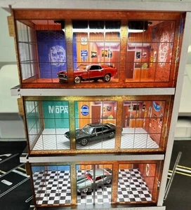 1/64 SCALE, MUSCLE CAR MOTORS SHOWROOM DIORAMA, LEFT SIDE WINDOWS ! - Picture 1 of 8