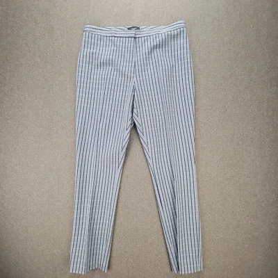 Pantalones al Tobillo Theory Talla 6 Azul Medianoche Multi Pantalla Rejilla Viscosa Clásicos Ajustados Foto 1 de 4