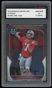 Tarjeta de novato CJ Stroud 2022 Bowman Chrome University 1er grado 10 RC Texans C.J. - Imagen 1 de 1