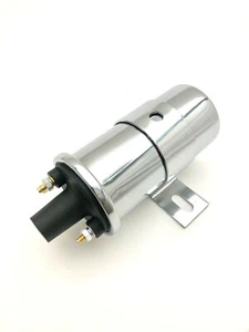 HEI Ignition Coil Remote Mount Canister Female 45K Volt 12V GM Chevy Ford Chrome - Picture 1 of 4