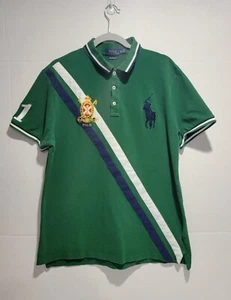 Polo Ralph Lauren para hombre verde manga corta personalizado ajuste ajustado talla XL caballo grande - Imagen 1 de 13