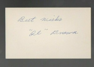 Alton "Al" Brown 3x5 signed auto autographed index note card Senators