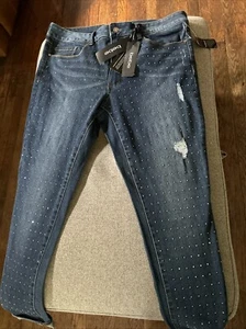 Pantalones de mezclilla ajustados Bebe Heartbreaker estrás brillantes para mujer 16W elásticos🔥 nuevos con etiquetas - Imagen 1 de 10