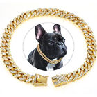 Hot Luxury Dog Collar Chain Diamond Cuban Gold Rhinestones Pitbull Cat Necklace