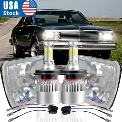 For Chevy Malibu 1978-1981 Corvette Pair DOT 5X7" 7x6" inch Headlight Hi/Lo DRL - Image 1 of 4