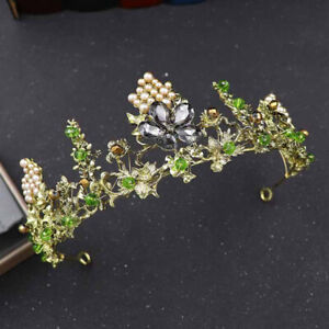  Straw Headband for Women Crystal Wedding Tiara Baroque Crown Vintage