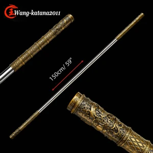 59" Golden Cudgel Chinese Wukong's Stick Monkey King Weapon Stainless Steel - Picture 1 of 9
