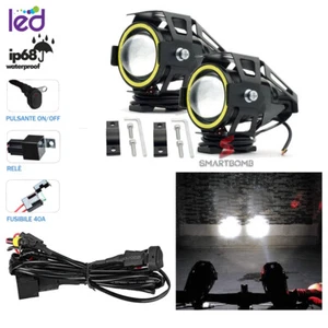 KIT FARETTI SUPPLEMENTARI MOTO U7 LED HALO RING + KIT CABLAGGIO INTERUTTORE 300W - Imagen 1 de 12
